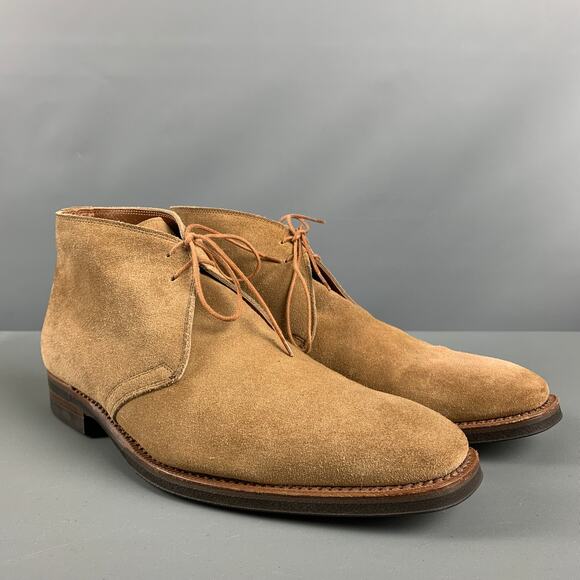 BATTISTONI Size 7 Camel Suede Lace Up Boots - Picture 1 of 9